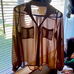 Sheer Brown Button Down